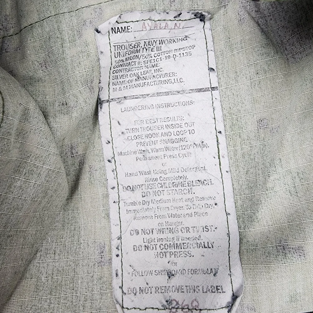 Silver Oak Leaf Pants Mens Small Short Green NWU Type III Camo Cargo Working
